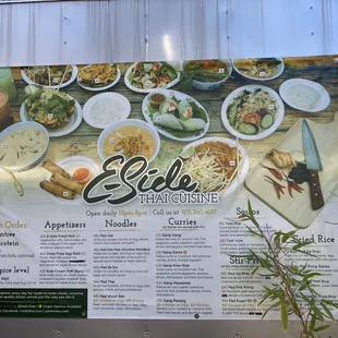 a menu for the restaurant