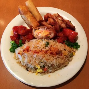 General Tso&apos;s Chicken, Fried Rice, EggRolls, and Peanut Chicken! - Lunch Picture