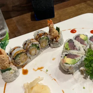 Shrimp Tempura and Tuna Avocado. Add Jalapeno inside.