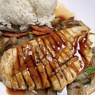 Chicken Teriyaki with vegetables and white rice!