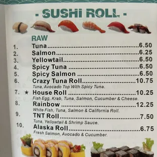 menu, sushi and sashimi