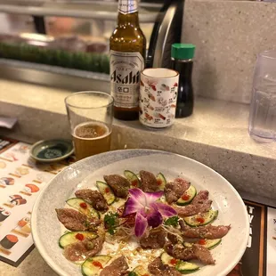 a plate of food on a counter