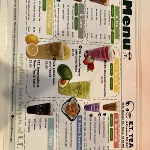 menu