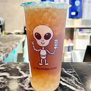 White Peach Oolong Tea with Crystal Boba