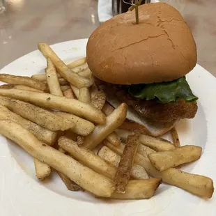 Spicy Chicken Sandwich and Fries - Delicious