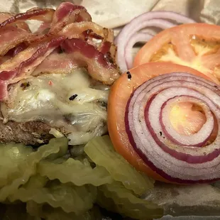 Pepper Jack Cheese Burger, no bun, no lettuce.