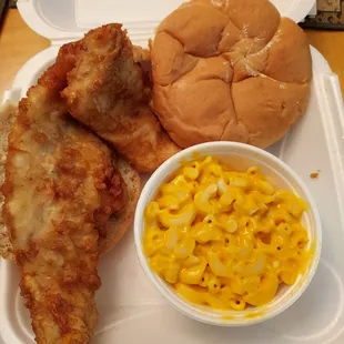 Fish Sandwich and Mac&amp; Cheese.