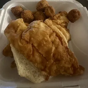 Fish sandwich &amp; hush puppies