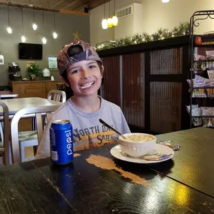 Silly Mc. SILLY ebjoying his soup.