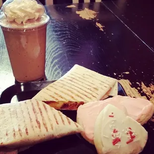 Mocha frappe, breakfast wrap, and sugar cookies. The perfect addition to our road trip.