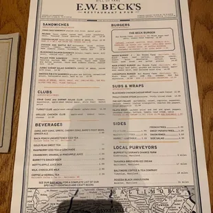 a menu on a table