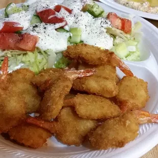 Butterfly Shrimp and Salad - comes with a drink