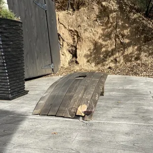 Corn hole on the patio