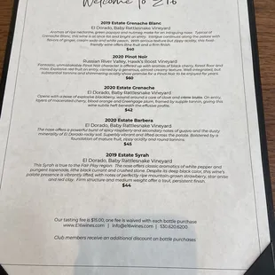Nevada Day tasting menu