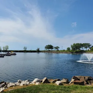 a fountain in the water
