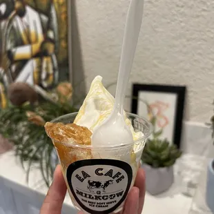 Honeycomb milk soft serve