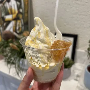 Honey comb milk soft serve