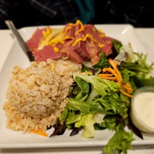 Dinner Eagle Cafe; 9/8/2024. Hubby David ordered, Fresh Corn Beef &amp; Cabbage w/Brown Rice. Relaxing Dinner w/you David!! Mahalo Nui!