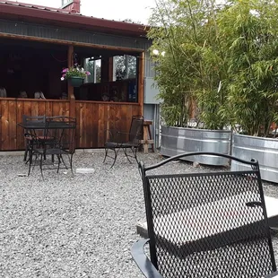 Outside seating.