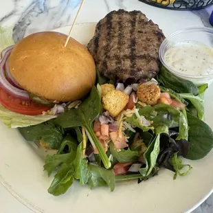 Summit Burger with side salad