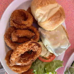 Buffalo burger with Swiss