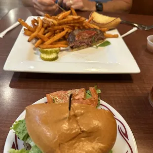 Burger which was cut in half for us to share.