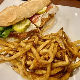 Fish sandwich with fries