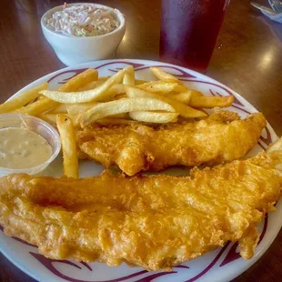 Friday fried fish dinner (haddock) with choice of two sides