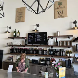 a woman at the bar