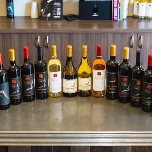 A wide variety of white, red and rose wines.