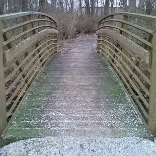 East end of the trail bridge over the creek