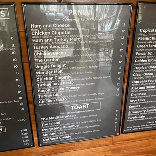 Panini menu (sorry for the glare!)