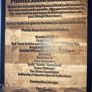 Phoenix Room plaque