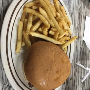 Burger and fries