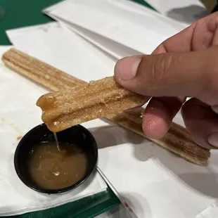 Churros with a caramel dip very delicious!