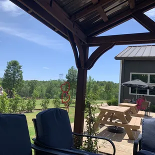 Outdoor, covered seating for our wine tasting