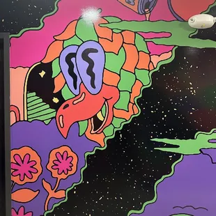 Interesting artwork near the bathrooms