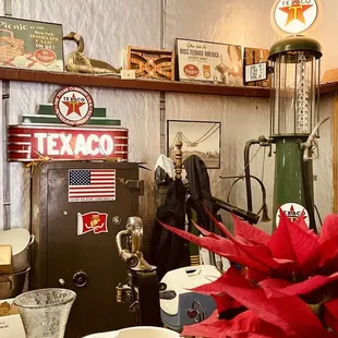 red poinsettia in the foreground