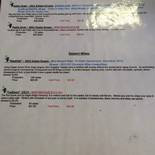 menu