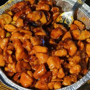 Pretty good Kung Pao chicken...   rice not included...  definitely order with it next time.  Like 13 bucks.