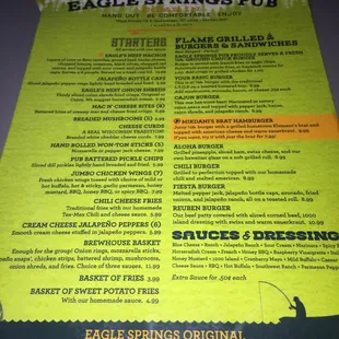 Back of menu