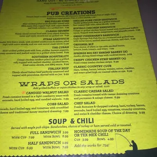 Front of menu