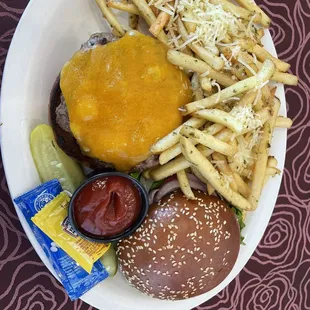 Eagle Vines Burger with Garlic Fries