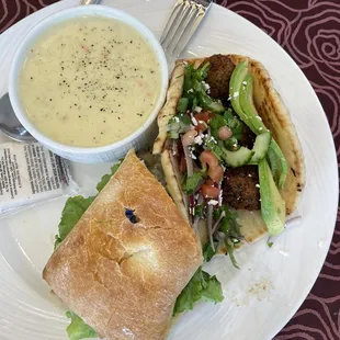 Grilled Chicken Sandwich with Clam Chowder