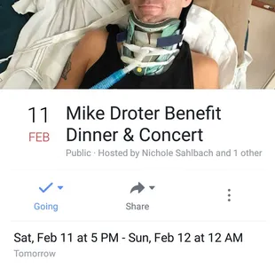 A friend of the family got hurt and doing a benefit at the eagles club on 2/11/17. 5pm to 12am $12 @ door