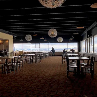tables and chairs in a restaurant