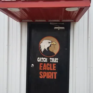 Sign is on the front door