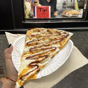 Cheese pizza with all the sauces