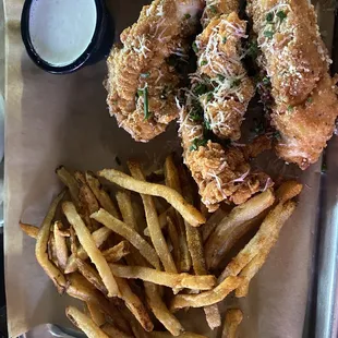 fried chicken and fries