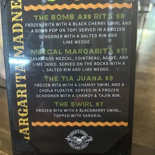 Drink menu